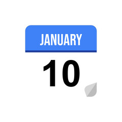 10 January calendar date icon on transparent background