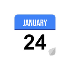 24 January calendar date icon on transparent background