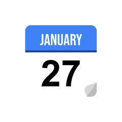 27 January calendar date icon on transparent background