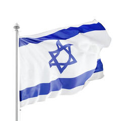 Israeli flag on flagpole. Isolated png with transparency - 563991485