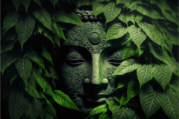 Buddha face, AI generation