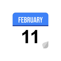 11 February calendar date icon on transparent background