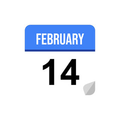 Obraz premium 14 February calendar date icon on transparent background
