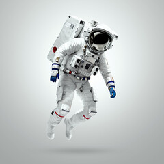 Astronaut in white spacesuit isolated on white background. Concept Exploring space and other planets, colonizing the solar system. Copy space, 3D illustration, 3D renderer. © Aliaksandr Marko