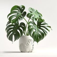 Monstera plant in a white pot