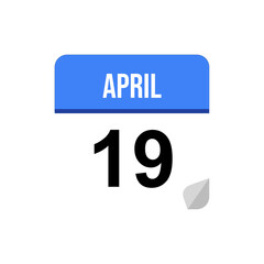 Obraz premium 19 April calendar date icon on transparent background