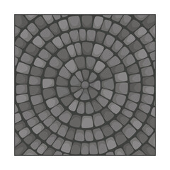 Stone tiles texture for city pavement. Illustration of cobblestone road with mosaic blocks. Top view of pave pattern. Sidewalk concept