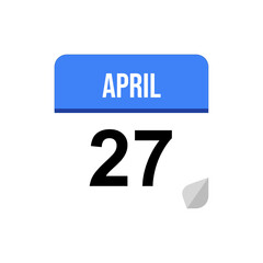 27 April calendar date icon on transparent background