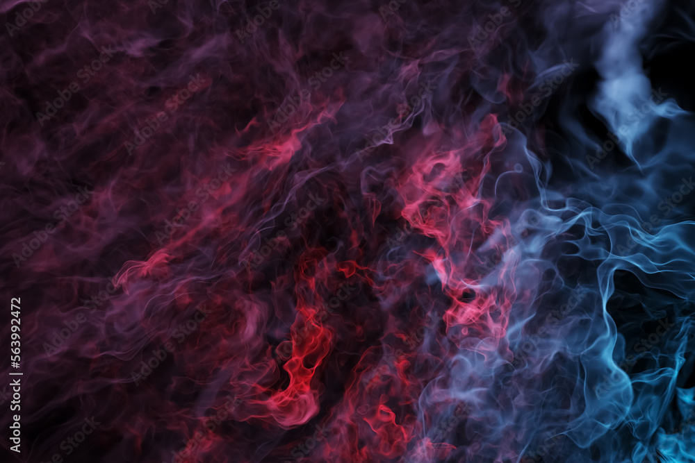Poster red blue hazy smoke. colorful mystical nebula. abstract background 3d rendering