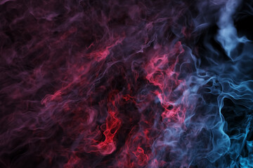 Red blue hazy smoke. Colorful mystical nebula. Abstract background 3d rendering