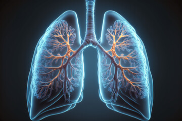 imagine inside lung with cronic ostructive desase with smoke, AI generate - obrazy, fototapety, plakaty