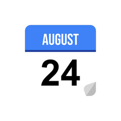 24 August calendar date icon on transparent background