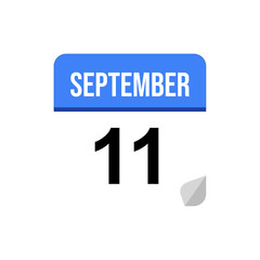 11 September calendar date icon on transparent background