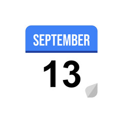 13 September calendar date icon on transparent background