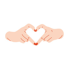 Obraz premium Korean heart from hands, flat illustration, isolated on the white background, love