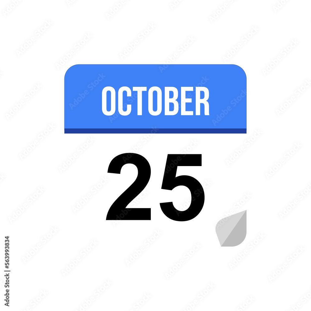 Wall mural 25 october calendar date icon on transparent background