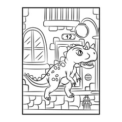 Dinosaur coloring page. Kids preschool activity coloring template