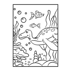 Dinosaur coloring page. Kids preschool activity coloring template © Tapkimonkey