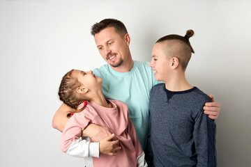 Fototapeta premium Happy family portrait on white background, close-up