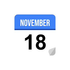 Obraz premium 18 November, Calendar date icon, Event date icon
