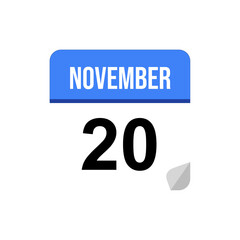 20 November, Calendar date icon, Event date icon