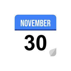 30 November, Calendar date icon, Event date icon