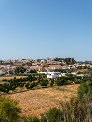 Fototapeta na wymiar Cityscape of Silves with Moorish Castle and Cathedral on top of the hill, Algarve, Portugal