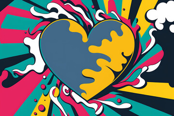 Vibrant Abstract Heart with Colorful Splashes