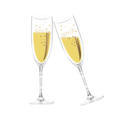 Two glasses of champagne.  vector illustration isolated on white background.