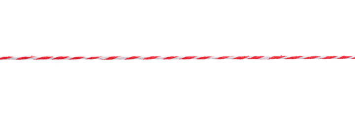 Long straight red and white twisted rope isolated png with transparency