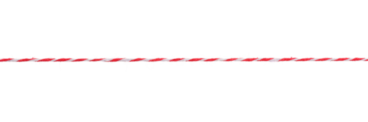 Long straight red and white twisted rope isolated png with transparency