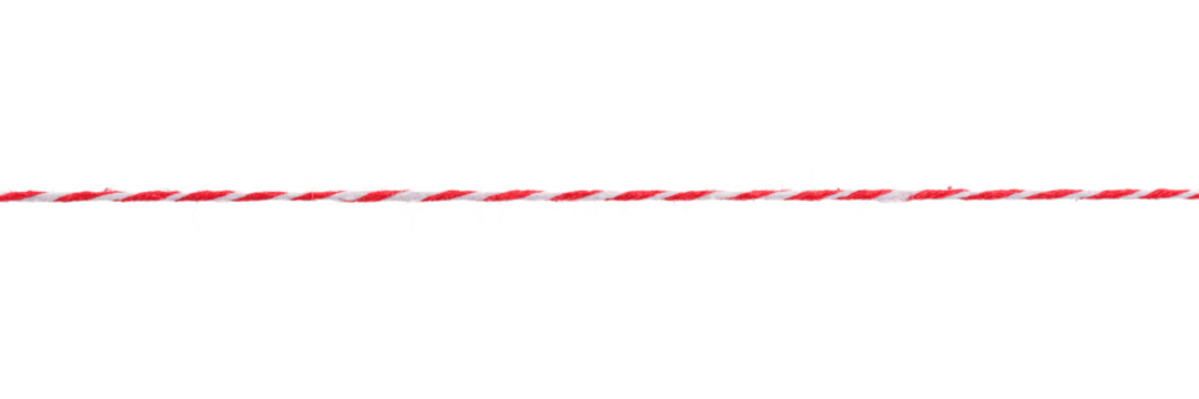 Long straight red and white twisted rope isolated png with transparency