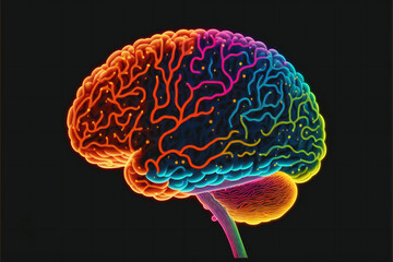 Illustrated Human Brain Generative AI illustrations
