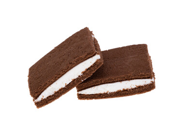 Fototapeta na wymiar chocolate biscuit with milk cream isolated