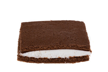chocolate biscuit with milk cream isolated