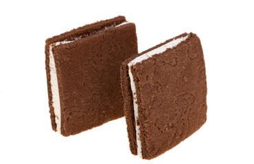 chocolate biscuit with milk cream isolated