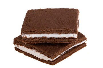 chocolate biscuit with milk cream isolated