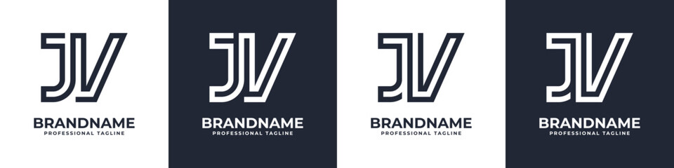 Simple JV Monogram Logo, suitable for any business with JV or VJ initial. - obrazy, fototapety, plakaty