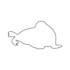 Cute walrus line silhouette on a white background. Vector hand drawn kids illustration. Sea ocean. Underwater world