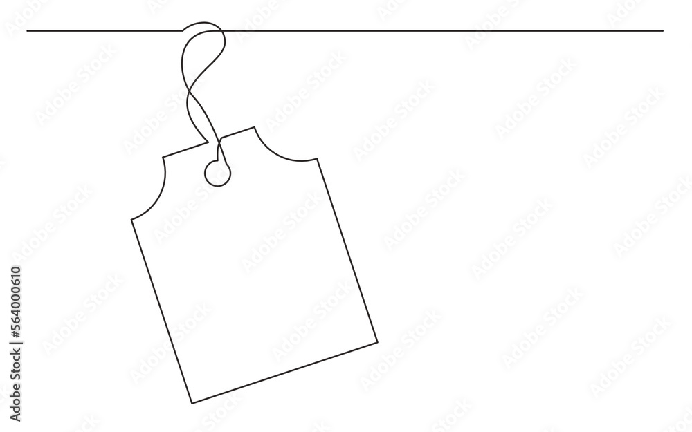 Poster continuous line drawing vector illustration with fully editable stroke of tag label vector design 6