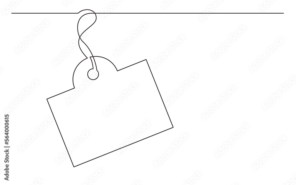 Poster continuous line drawing vector illustration with fully editable stroke of tag label vector design 7