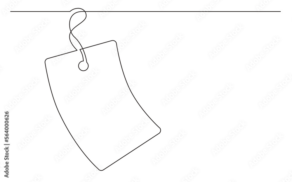 Poster continuous line drawing vector illustration with fully editable stroke of tag label vector design 10