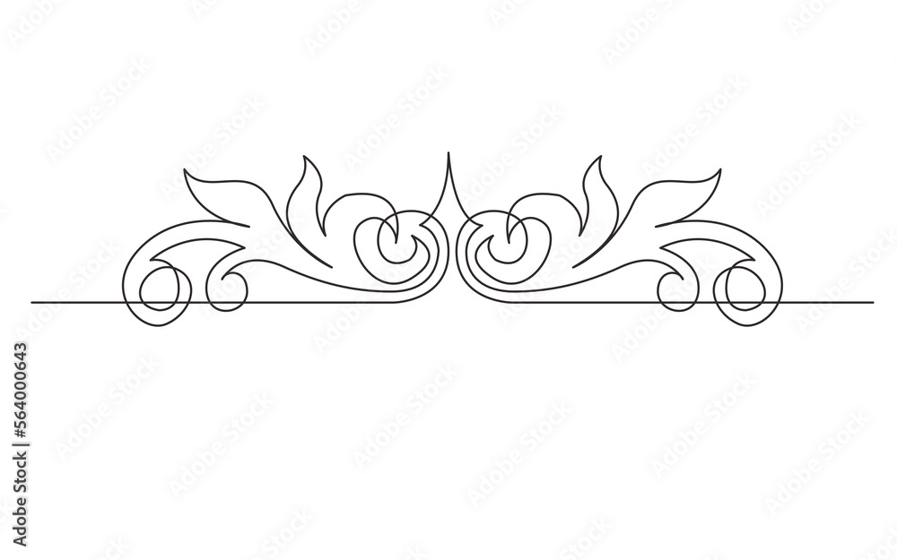 Poster continuous line drawing vector illustration with fully editable stroke of vignette devider header de