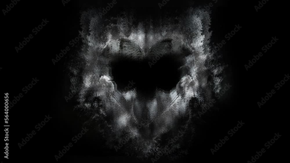 Poster watercolour splashes heart on black paper background. loop animation
