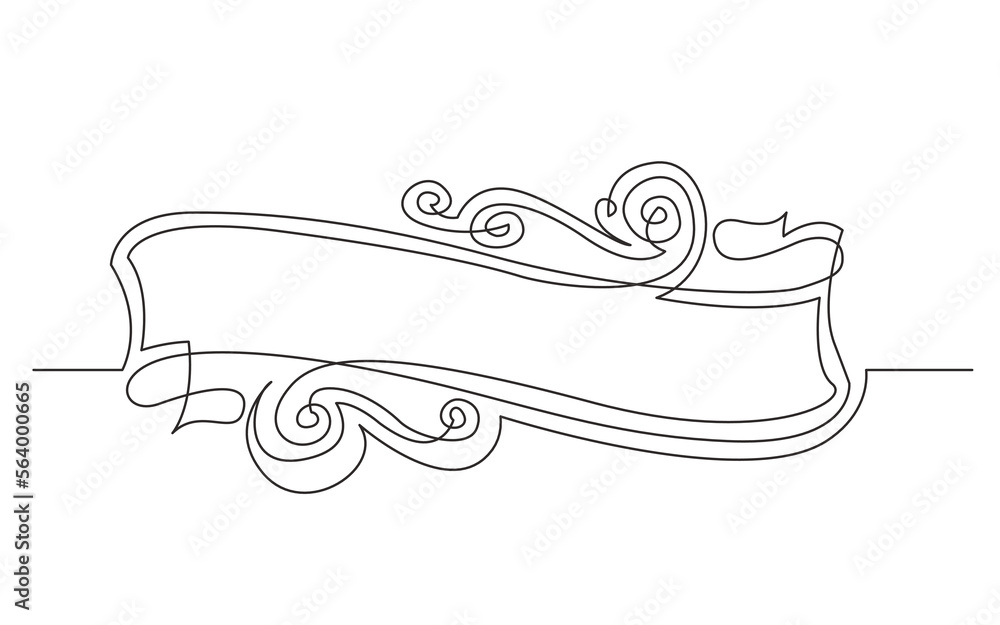 Poster continuous line drawing vector illustration with fully editable stroke of vignette frame header desi