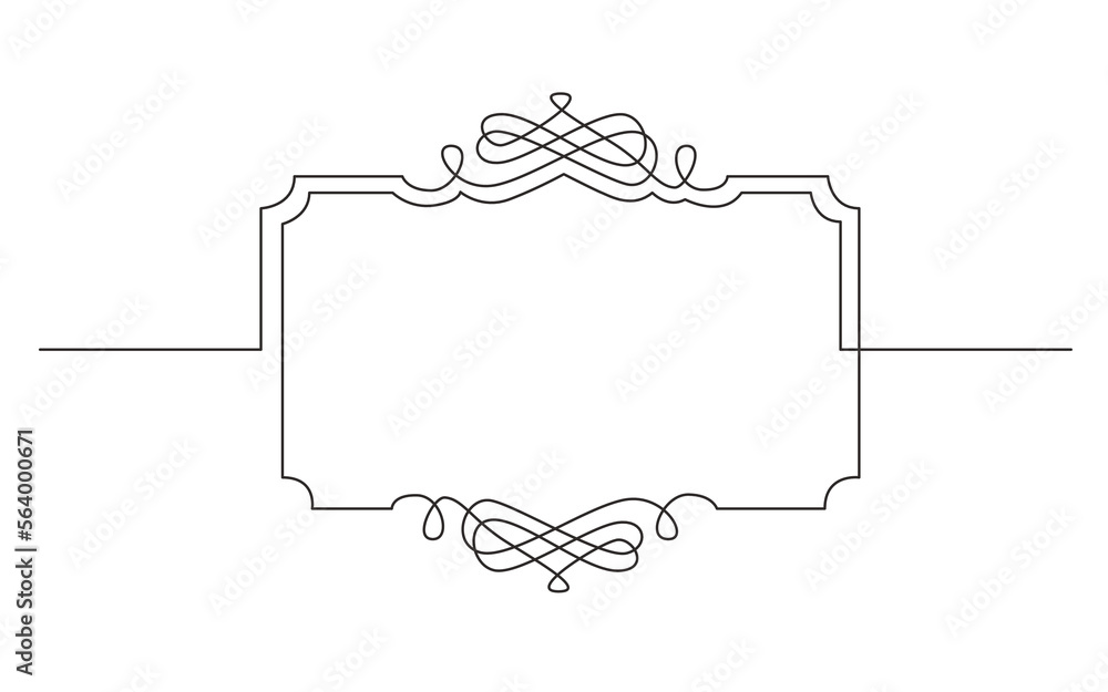 Poster continuous line drawing vector illustration with fully editable stroke of vignette header design