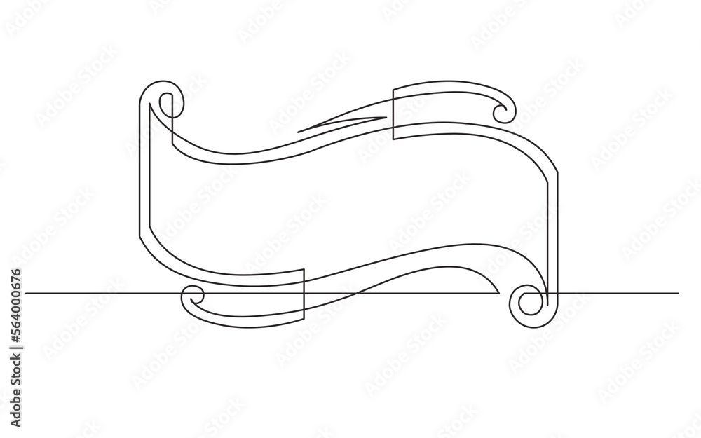 Poster continuous line drawing vector illustration with fully editable stroke of vignette ribbon design
