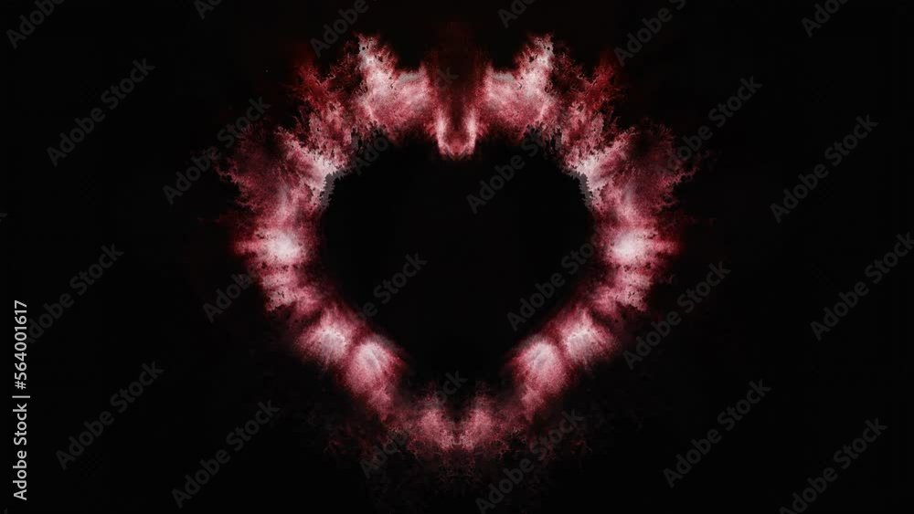 Aufkleber Watercolour splashes heart on black paper background. Loop Animation