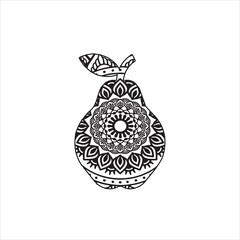 Fruit mandala coloring page for kids and adult