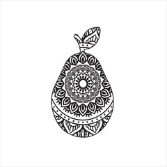 Fruit mandala coloring page for kids and adult